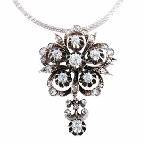 Collier COLLIER ANCIEN OR, ARGENT & DIAMANTS 58 Facettes BO/220138