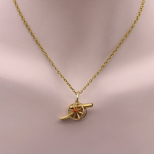 Pendentif Breloque canon articulé victorien en or 18 carats avec corail 58 Facettes