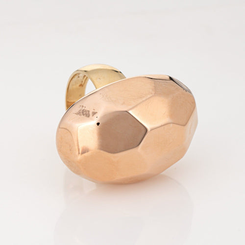 Bague 54 Grande bague cocktail à facettes 14 carats, or jaune rose bicolore 58 Facettes G13896