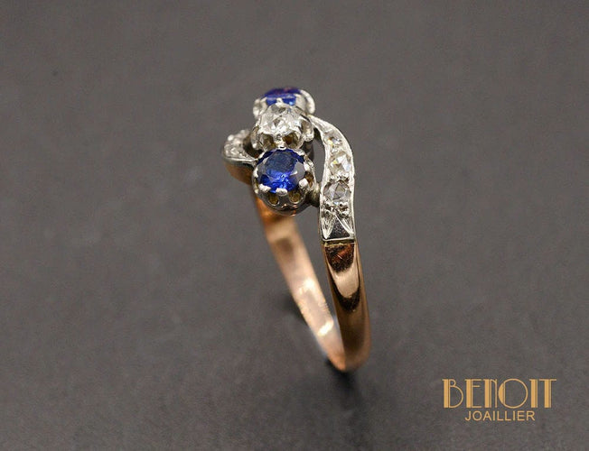 Antika Trio Safir ve Pırlanta Yüzük