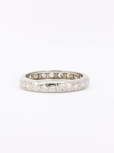 Bague 53 Alliance or blanc diamants serti étoile 58 Facettes 1145.2