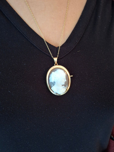 Pendentif Pendentif Broche Camée or rose, agate 58 Facettes