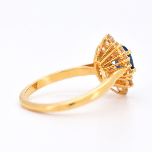 Bague 50 Bague Vintage Or 18 Carats, Saphir Naturel et Diamants - Circa 1980 58 Facettes 321