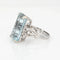Bague Bague vintage en or blanc 14 carats avec diamants et aigue-marine allongée 11 carats, taille 6 58 Facettes G13670