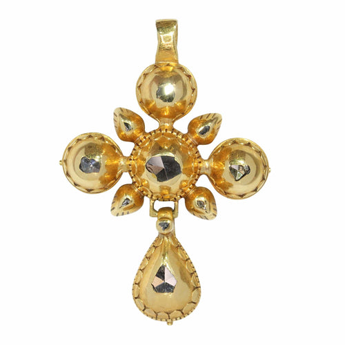 Pendentif Élégance antique : le pendentif croix en diamant des années 1800 58 Facettes 24074-0179