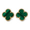 Boucles d'oreilles Van Cleef & Arpels - Boucles d’oreilles Vintage Alhambra Malachite en or jaune 58 Facettes