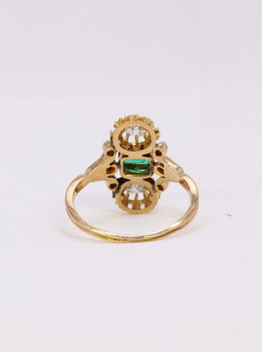 Bague 54 Bague Art Nouveau émeraude diamants 58 Facettes 1042.2