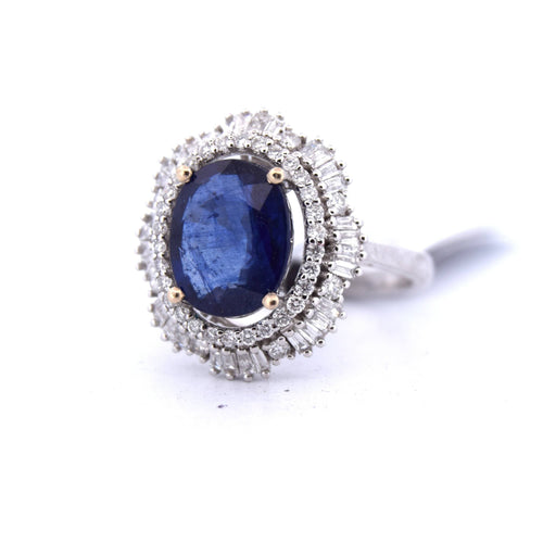 Bague 53 Bague en or avec saphir et diamant 58 Facettes