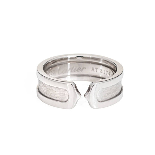 Bague 52 CARTIER - Bague Double C Logo Or Blanc 58 Facettes G5835