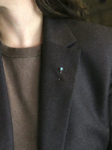 Broche Epingle ancienne or jaune turquoise diamants 58 Facettes 1115.3