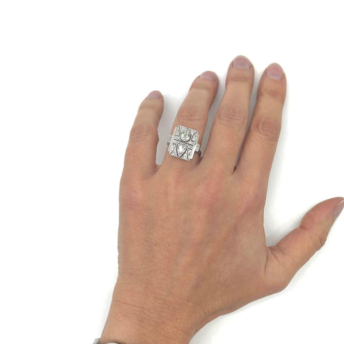 Bague 53 Bague platine, or blanc et diamants 58 Facettes Z15B51787