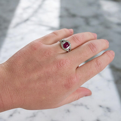 Bague 53 Bague Vintage Rubis et Diamants, Style Art Déco 58 Facettes 431