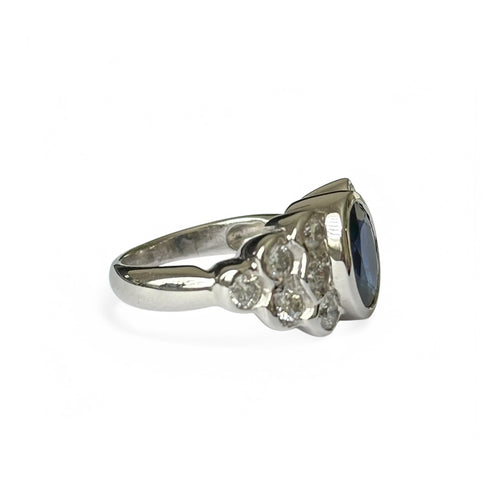 Bague 50 Bague jonc en or blanc, saphir 58 Facettes 340