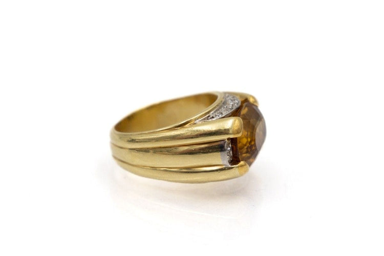 Bague 52 W.A. Bolin - Bague chevalière citrine et diamants en or jaune 18k 58 Facettes 11789