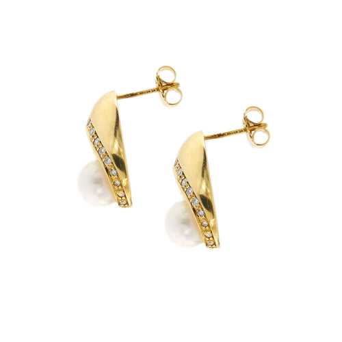 Обеци с перли и диаманти 