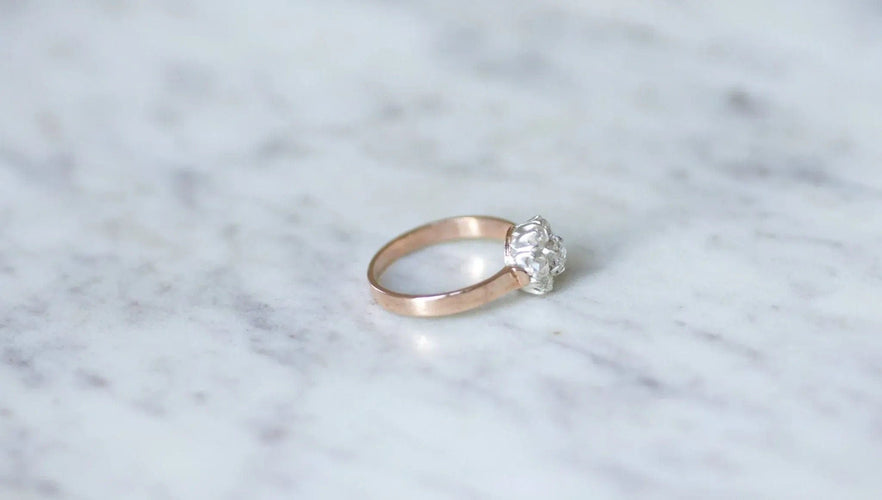Bague Bague marguerite diamants sur or rose 58 Facettes