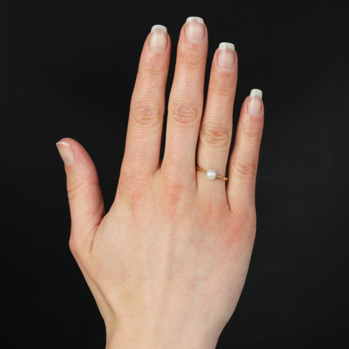 Bague 55 Bague solitaire perle de culture or 58 Facettes 13-032