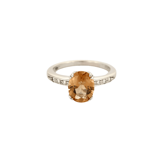 Bague 57 BAGUE CITRINE OR BLANC & DIAMANTS. 58 Facettes BO/240004