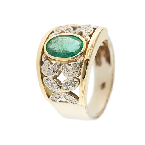 Bague Bague avec émeraude et diamants 58 Facettes 36072
