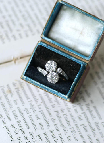 Anel Antigo Toi & Moi Diamantes 2,60 Cts em Ouro Amarelo e Platina 