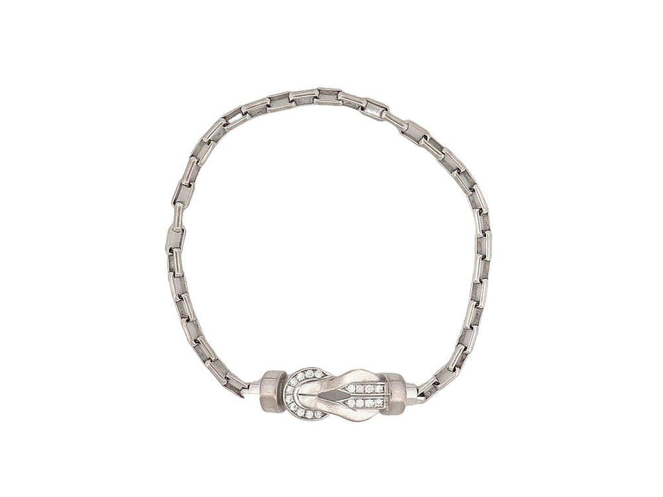 FRED infinite chance bracelet mm diamonds & white gold chain + green cable