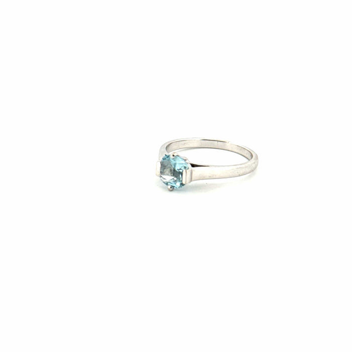 Bague 52 Solitaire Or Blanc Aigue Marine 58 Facettes 94-GS35473-4