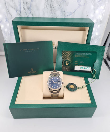 Montre ROLEX - Montre DateJust 36 Bleu Diamants 58 Facettes 126234-1-1