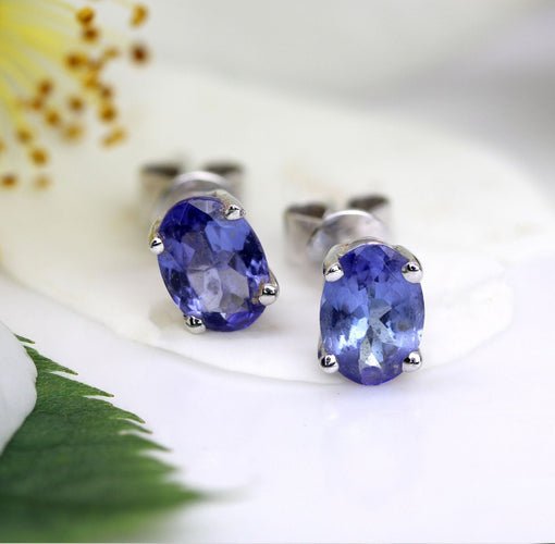 Boucles d'oreilles Puces d'oreilles Tanzanites or blanc 58 Facettes 25-085