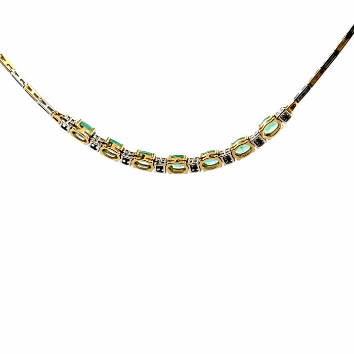 Collier Collier or jaune et blanc émeraudes diamants 58 Facettes 3-CO-GS948193-10