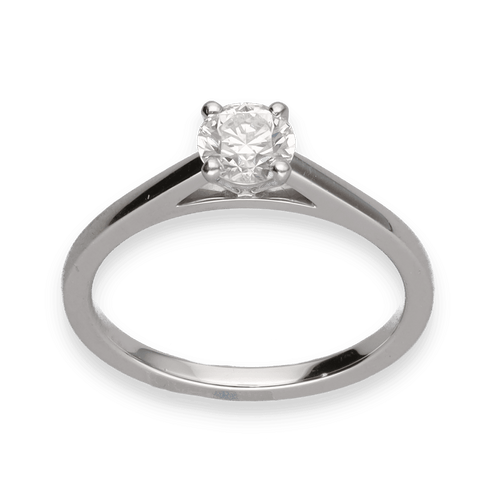 Bague 48 Solitaire De Beers DB Classic en platine avec diamant 0,40 ct H-SI2 - Taille 48 - Full Set 58 Facettes FB08388