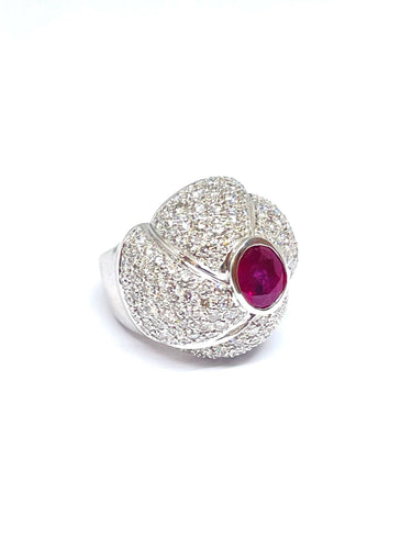 Bague 50 Bague Diamants Rubis ovale 58 Facettes