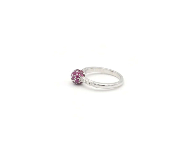 Bague Favero en or blanc avec rubis et diamants