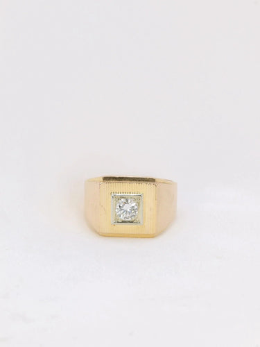 Bague 56.5 Bague chevalière vintage en or et diamants 58 Facettes J142