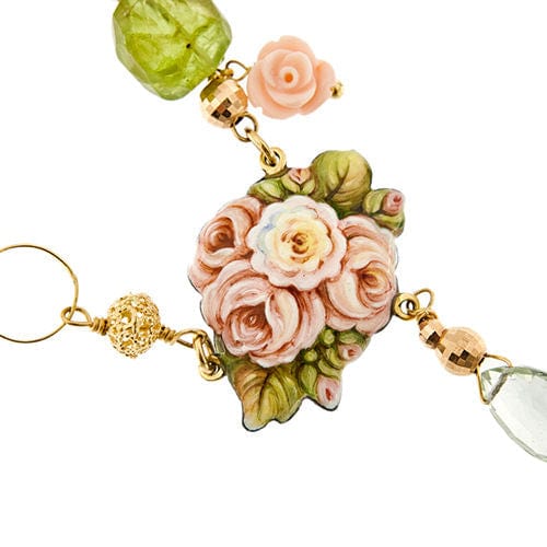 Collier Collier avec fleur en émail et pierres précieuses 58 Facettes 36331