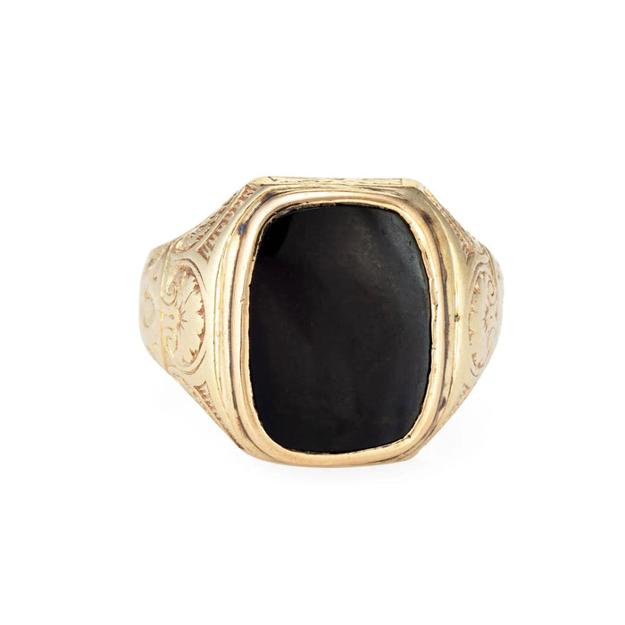 Bague 60 Bague homme Art Déco Vintage Incrustée Onyx or jaune 58 Facettes G12881