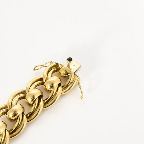 Bracelet Bracelet or jaune à double maillons ronds ajourées 58 Facettes BIA1071