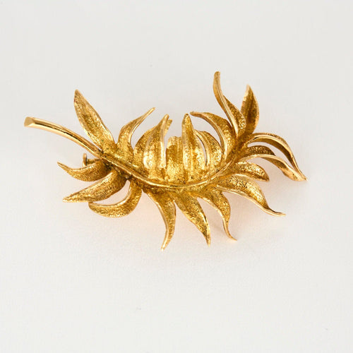 Broche Broche or jaune à motif de feuille 58 Facettes SOI3067