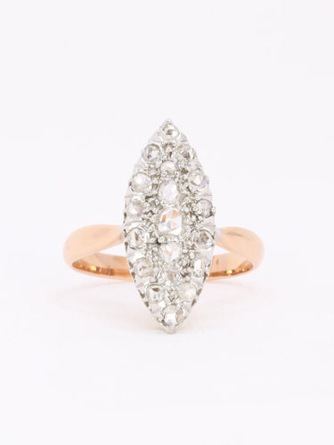 Anel marquesa ouro rosa diamantes lapidação rosa 