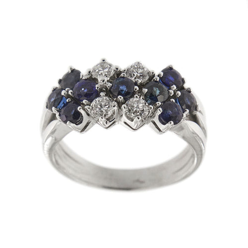 Bague 56 Bague 3 rangs diamants et saphirs 58 Facettes 30225