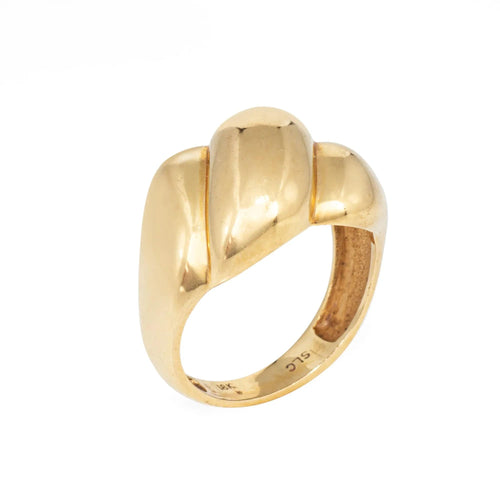 Bague 60 Bague cocktail vintage en or jaune 18 carats avec dôme cannelé 58 Facettes G13746