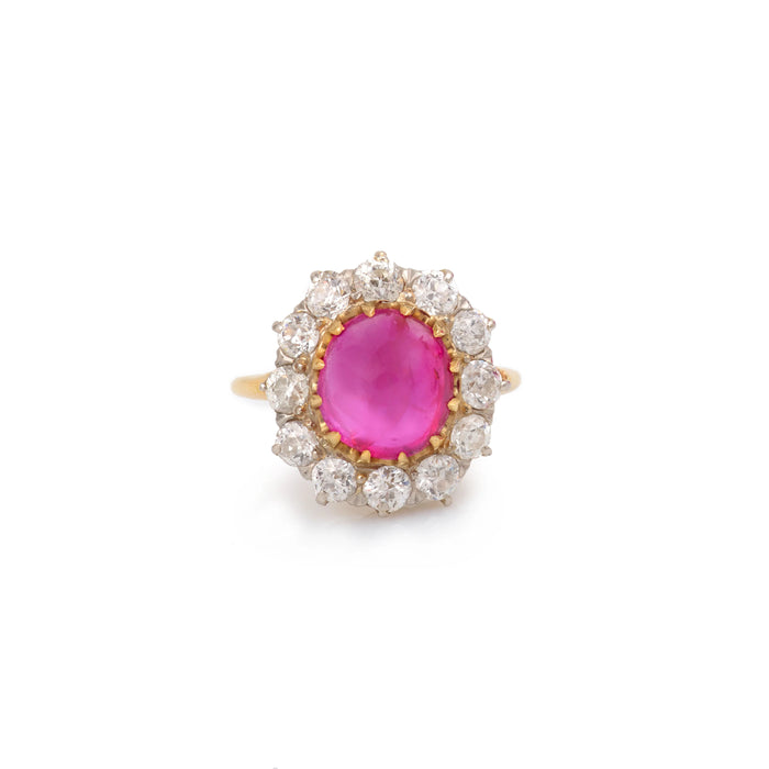 Unheated Burmese Ruby Ring 3.63 Carats Diamonds platinum yellow gold (Certificate)