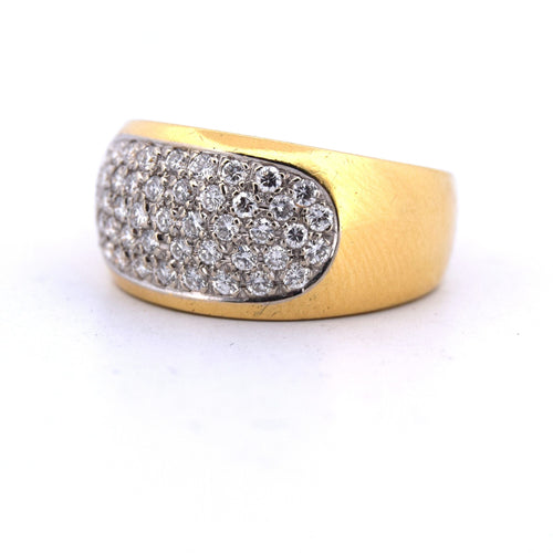 Bague 61 Bague cocktail en or jaune et diamants - Années 1950 58 Facettes