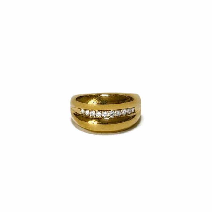 Bague 58 Bague jonc en or jaune et ligne de diamants 58 Facettes REF24026-190