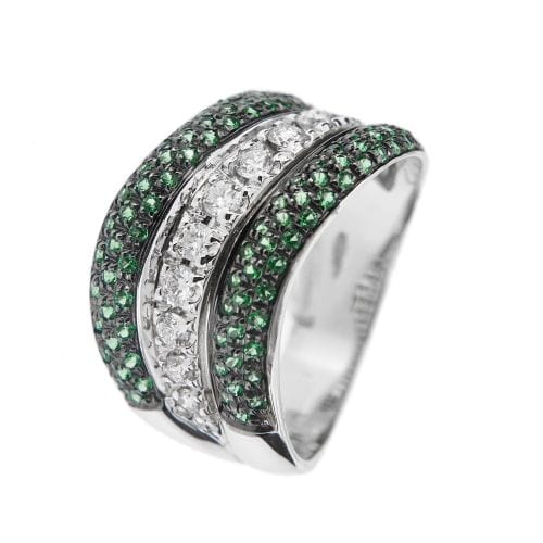 Bague 57 Bague avec émeraudes et diamants 58 Facettes 38594