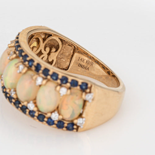 Bague 54 Bague en or jaune avec opale, saphir et diamant 58 Facettes G13968