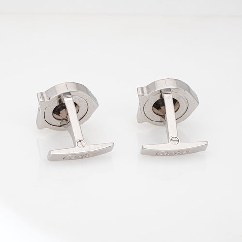 Boutons de manchette Boutons de manchette Cartier C en quartz fumé et argent sterling palladié, bijoux pour homme 58 Facettes G13944