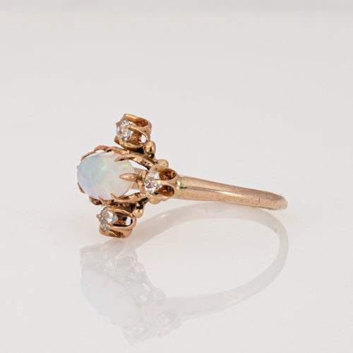 Bague 49 Bague antique victorienne en or jaune 14 carats avec opale et diamant 58 Facettes G13910