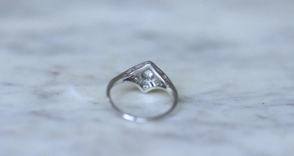 Bague 55.5 Bague Art Déco Platine Diamants 58 Facettes