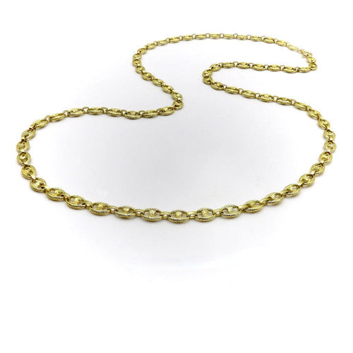 Collier Chaîne à maillons texturés en or 18 carats 58 Facettes