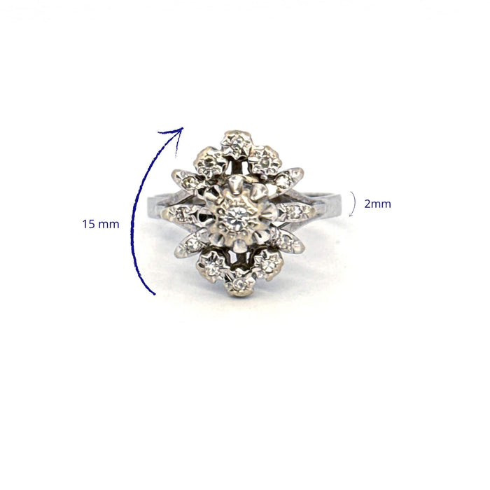 Bague 57 Bague Entourage Fleur Or Blanc 18k Diamants 58 Facettes 3-GS29963-01